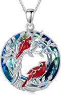 wholesale TOUPOP Tree Of Life 2 Animal Necklace For Women 925 Sterling Silver Cat/koala/sloth/cardinal/highland Cow Pendant Jewelry Blue Crystal Birthday Christmas Gifts For Women Mom Daughter Sister -0-0