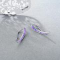 wholesale 925 Sterling Silver White Opal Curved Ear Climber Non-Hypoallergenic Crawler Earrings for Women Girls Gifts Jewelry 4cm Long-0-19