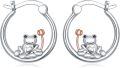 wholesale 925 Sterling Silver Frog with Tulip Flower Charm Hoop Earrings Gift for Women Girls-0-0