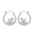 wholesale 925 Sterling Silver Hoop Earrings Wholesale With Frog And Flower Design-0-0