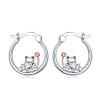 wholesale 925 Sterling Silver Hoop Earrings Wholesale With Frog And Flower Design-S-Frog