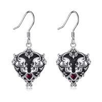 wholesale 925 Sterling Silver Gothic Rose Skull & Witch's Heart Drop Earrings for Women-Skull