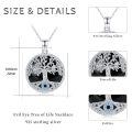 wholesale 925 Sterling Silver Tree of Life Pendant with Blue Opal & Black Opal - Evil Eye s for Her-0-5