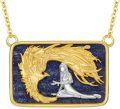 wholesale 925 Sterling Silver and Lapis Lazuli Dragon & Angel Pendant Necklace 24 Chain-0-0