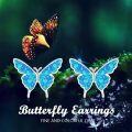 wholesale 925 Sterling Silver Blue Fire Opal Butterfly Stud Earrings Hypoallergenic  for Women Girls 6mm x 8mm-0-4