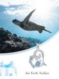 TOUPOP Sterling Silver Crystal Turtle Necklace Mother Daughter Gift-0-2