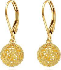 wholesale 14K Gold Filigree Round Drop Earrings for Women - Trendy s-Filigree Ball