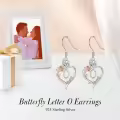 TOUPOP Sterling Silver Rose Heart Butterfly Initial O Drop Dangle Earrings-0-2
