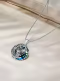 TOUPOP Sterling Silver Blue Crystal Marigold Moon Flower Necklace-0-4