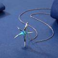 wholesale 925 Sterling Silver Starfish Necklace with Opal Pendant Hawaiian Beach Ocean Jewelry for Women Girlfriend-0-2