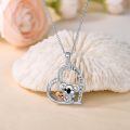 wholesale 925 Sterling Silver Koala Heart Pendant Necklace I Love You Forever Zircon Enamel Rose Gold-0-3