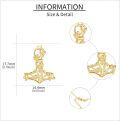 wholesale 14K Gold & 5A CZ Thor Hammer Necklace - Mjolnir Viking Pendant for Women with Adjustable Chain-0-3