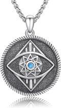 wholesale  925 Sterling Silver & Zircon All-Seeing Eye Necklace - 23mm Evil Eye Pendant with 20+2  - Wisdom & Protection Amulet Gift-0-0