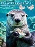 wholesale 925 Sterling Silver Sea Otter Shell Stud Earrings Ocean Beach  for Her-0-5