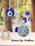 wholesale 925 Sterling Silver Evil Eye Pendant Necklace with Abalone Shell and Gemstones - Witch's Knot & Star of David Design-0-5