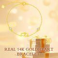 wholesale 14k Gold Double Heart Moissanite Bezel Set Chain Bracelet-0-2