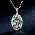 wholesale 925 Sterling Silver Saint Dymphna Protect Us Pendant with Abalone Shell and Crosses Necklace-0-1