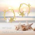wholesale 14K Gold Pearl Daisy Flower Hoop Earrings for Women-0-4