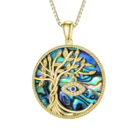 TOUPOP Sterling Silver Tree Of Life Necklace with Abalone Shell Jewelry Christmas Valentine Mothers Day Birthday Gifts for Women Her Wife Girlfriend Mom - 14k Gold Plated-undefined