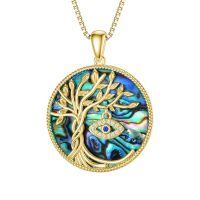 TOUPOP Sterling Silver & Turquoise Tree Of Life Necklace-undefined