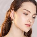 wholesale 925 Sterling Silver Twisted Design Yellow Gemstone Drop Earrings-0-1