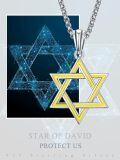 wholesale 925 Sterling Silver Yellow Enamel Star of David Pendant Necklaces for Men s-0-5