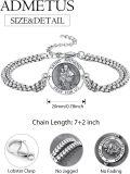 wholesale 925 Sterling Silver Saint Anthony Medal Charm Bracelet for Men with Extender Chain - Pray For Us Design-0-1