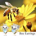wholesale 925 Sterling Silver Heart Bee Moonstone Stud Earrings for Women Gift-0-2