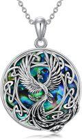 wholesale 925 Sterling Silver Celtic Phoenix Abalone Shell Pendant Necklace Gift for Women-0-0