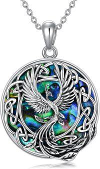 wholesale 925 Sterling Silver Celtic Phoenix Abalone Shell Pendant Necklace Gift for Women-Abalone Phoenix Necklace