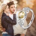 wholesale 925 Sterling Silver Citrine Celtic Knot Adjustable Ring for Women-0-4