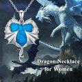 wholesale 925 Sterling Silver Blue Turquoise Heart-Shaped Dragon Pendant Necklace for Women and Girls-0-5