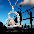 wholesale 925 Sterling Silver Soccer Player in Heart Pendant Necklace Never give up Sporty s for Women-0-4