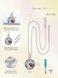wholesale 925 Sterling Silver Pendant Necklace Platinum Plated Tree Of Life Red Heart Crystal-0-4