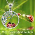 wholesale 925 Sterling Silver Ladybug and Leaf Pendant Necklace for Women-0-1