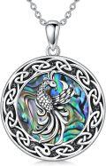wholesale Sterling Silver Abalone Dragon Phoenix Wolf Pendant Necklace Oxidized Celtic Jewelry Gift for Women-0-5