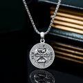 wholesale 925 Sterling Silver Gothic Skull Memento Mori Pendant Necklace with Carpe Diem and Roman Numerals Design - 24 Inches  Stoic s for Men & Women-0-1