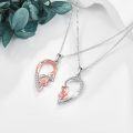 wholesale 925 Sterling Silver Fox Heart Pendant Necklaces for Mom and Daughter Jewelry Set-0-2