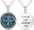 wholesale 925 Sterling Silver Turquoise Stone Compass Pendant Necklaces for Women Men I'd Be Lost Without You s-0-0
