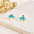 wholesale 14K Gold Blue Opal Mushroom Stud Earrings for Women Gift Ideas-0-1