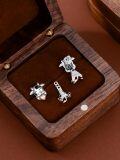 wholesale 925 Sterling Silver Cow Heart Stud Earrings for Women Girls Gifts Jewelry 4 Pcs Set-0-3