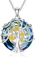 wholesale TOUPOP Tree Of Life Necklaces For Women Family Tree November Birthstone Birthday Ncklace Topaz Jewelry S925 Sterling Silver Jewelry Birthday Gifts For Women Girlfriend Wife Her Mom -0-0