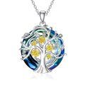 TOUPOP Sterling Silver Topaz Tree Of Life Necklace For Women Birthday Gifts-0-0