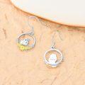 wholesale 925 Sterling Silver Cat Planet Drop Dangle Hook Earrings for Women Girls  4cm Length-0-3