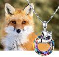 wholesale 925 Sterling Silver Rainbow Crystal Fox Pendant Necklace for Women-0-4