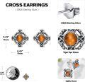 wholesale 925 Sterling Silver Tiger Eye Stone Celtic Knot Stud Earrings - Viking  for Him & Her-0-2