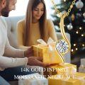 wholesale 14K Gold Pendant with Round Cut Moissanite and Curved Design - Christmas Gift for Women-0-2