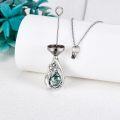 wholesale 925 Sterling Silver Green Tourmaline Rose Teardrop Cremation Necklace with Funnel and Fill Tool - Memorial Keepsake Jewelry-0-3