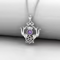 wholesale 925 Sterling Silver Purple Amethyst Scottish Thistle Celtic Knot Pendant Necklaces Wholesale s for Women-0-4