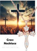 wholesale Rose Gold 925 Sterling Silver White Fire Opal Flower Cross Pendant Necklace for Women-0-2